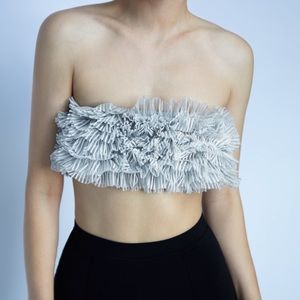 Zara metallic ruffle tube top